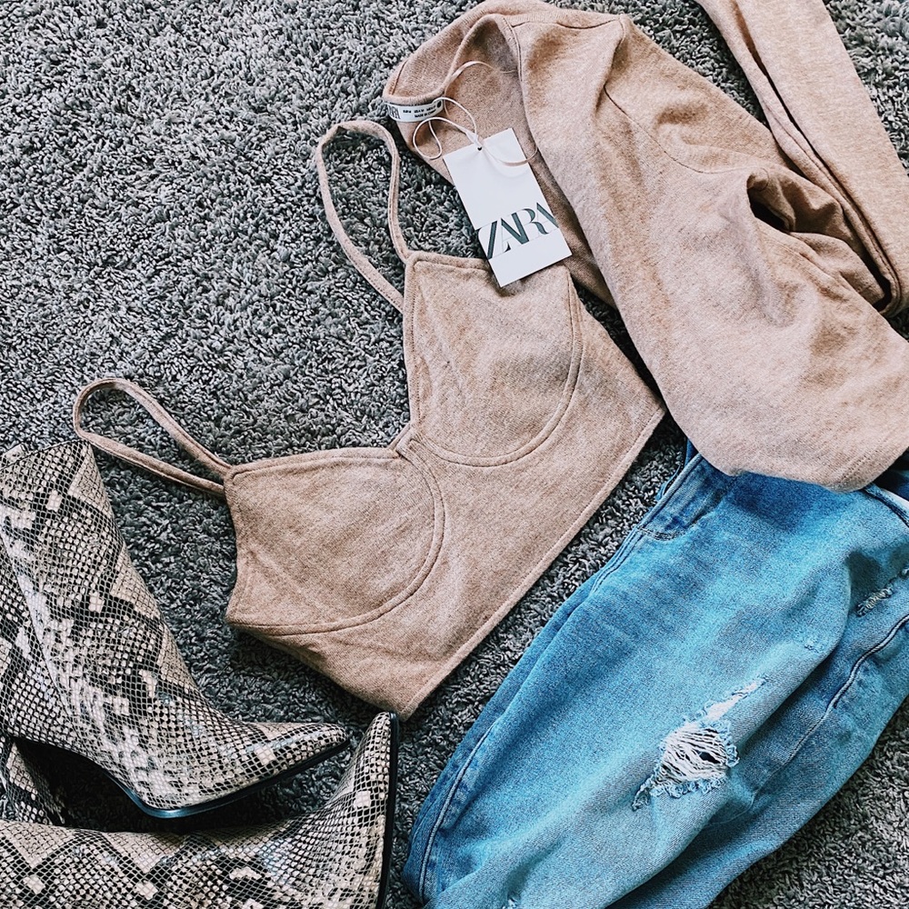 ZARA Matching Soft Crop & Cardigan